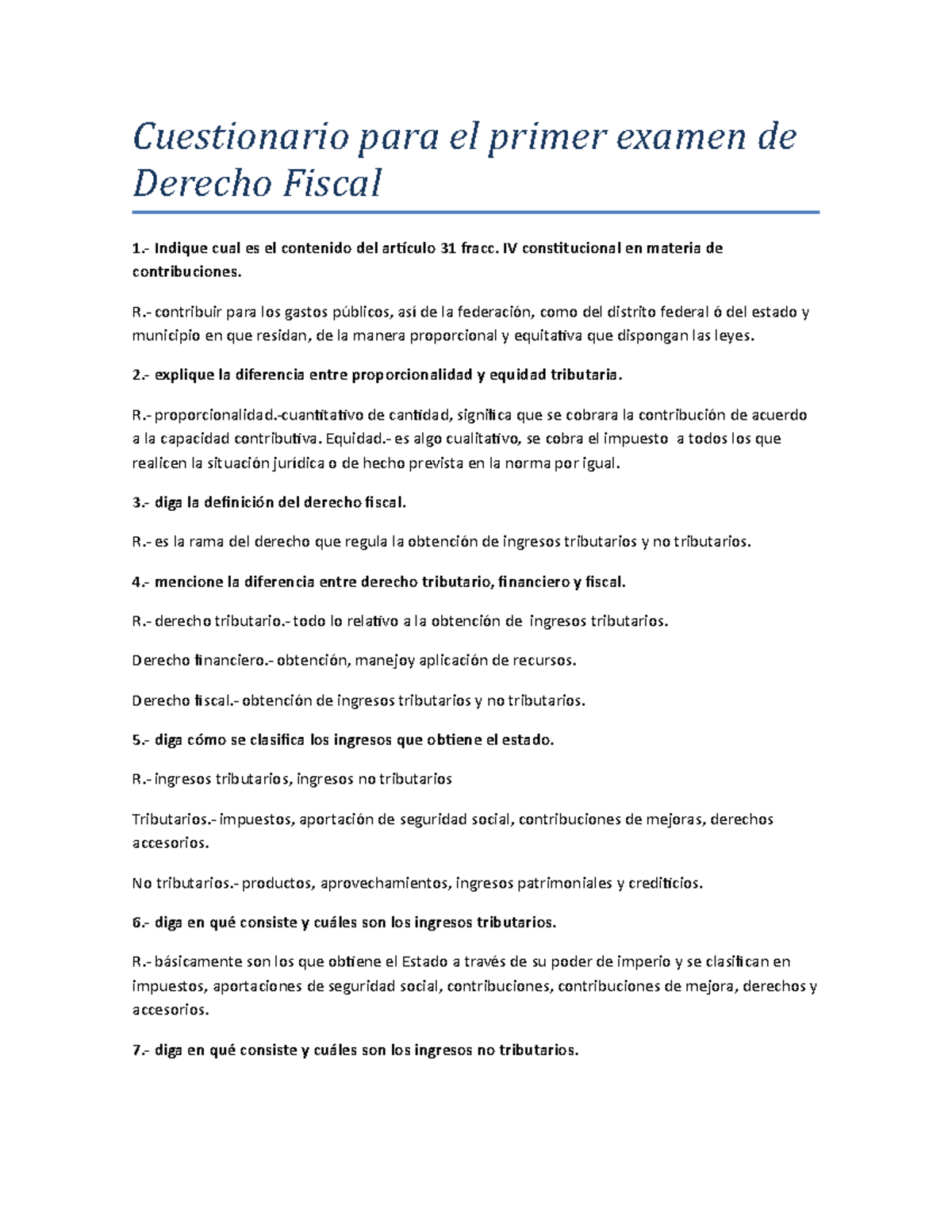 108797912 Cuestionario Para El Primer Examen De Derecho Fiscal ...