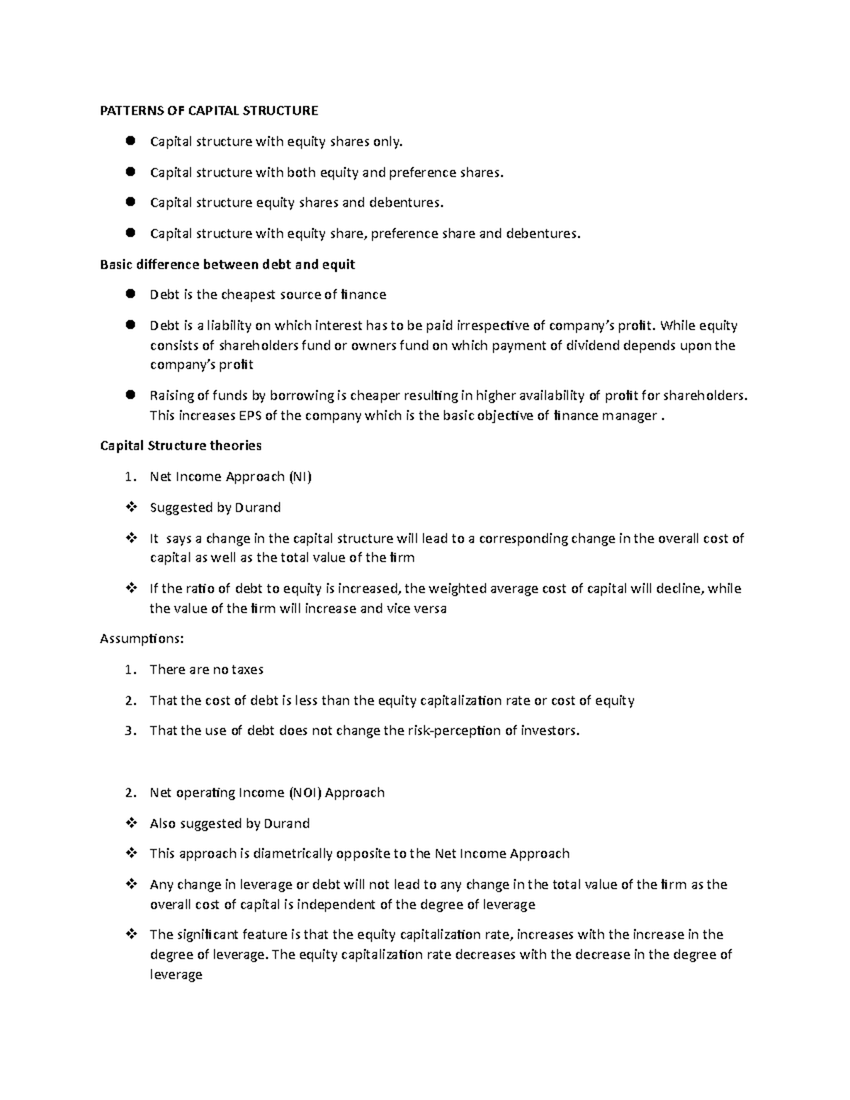 Capital Structure theories - PATTERNS OF CAPITAL STRUCTURE Capital ...