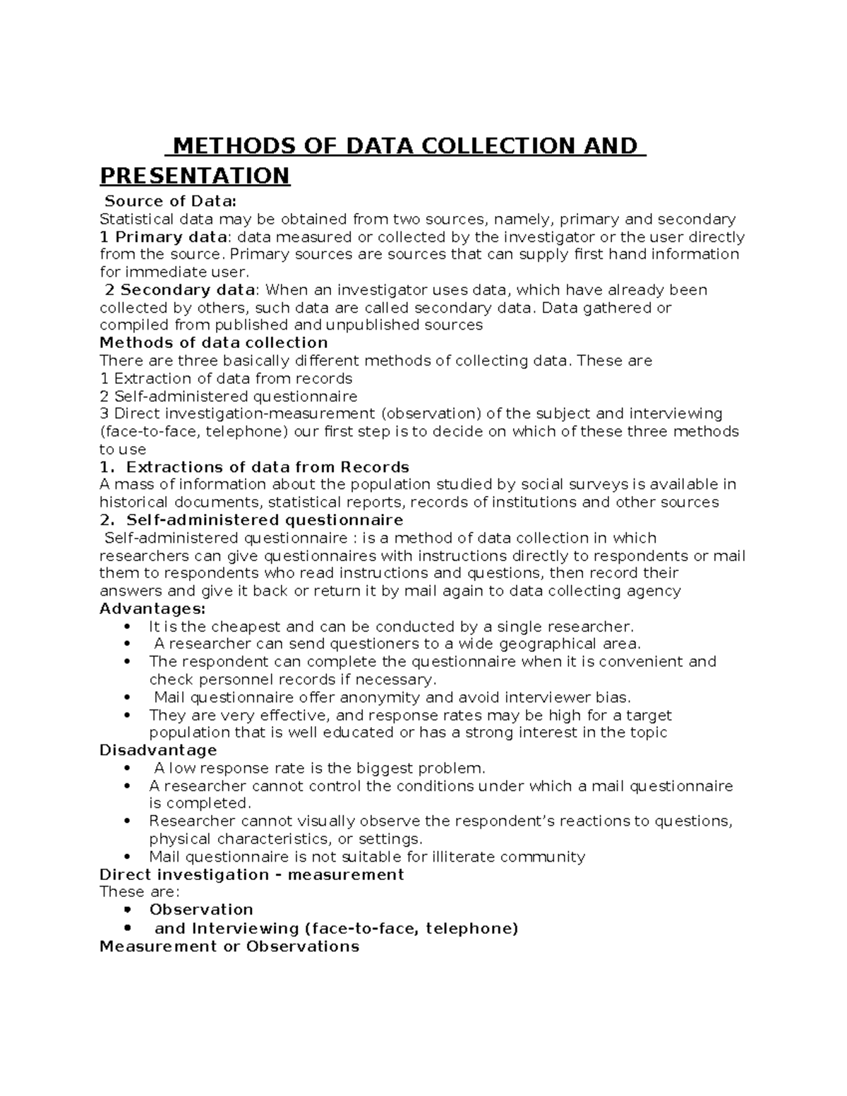 Assignment Business calculation - METHODS OF DATA COLLECTION AND ...