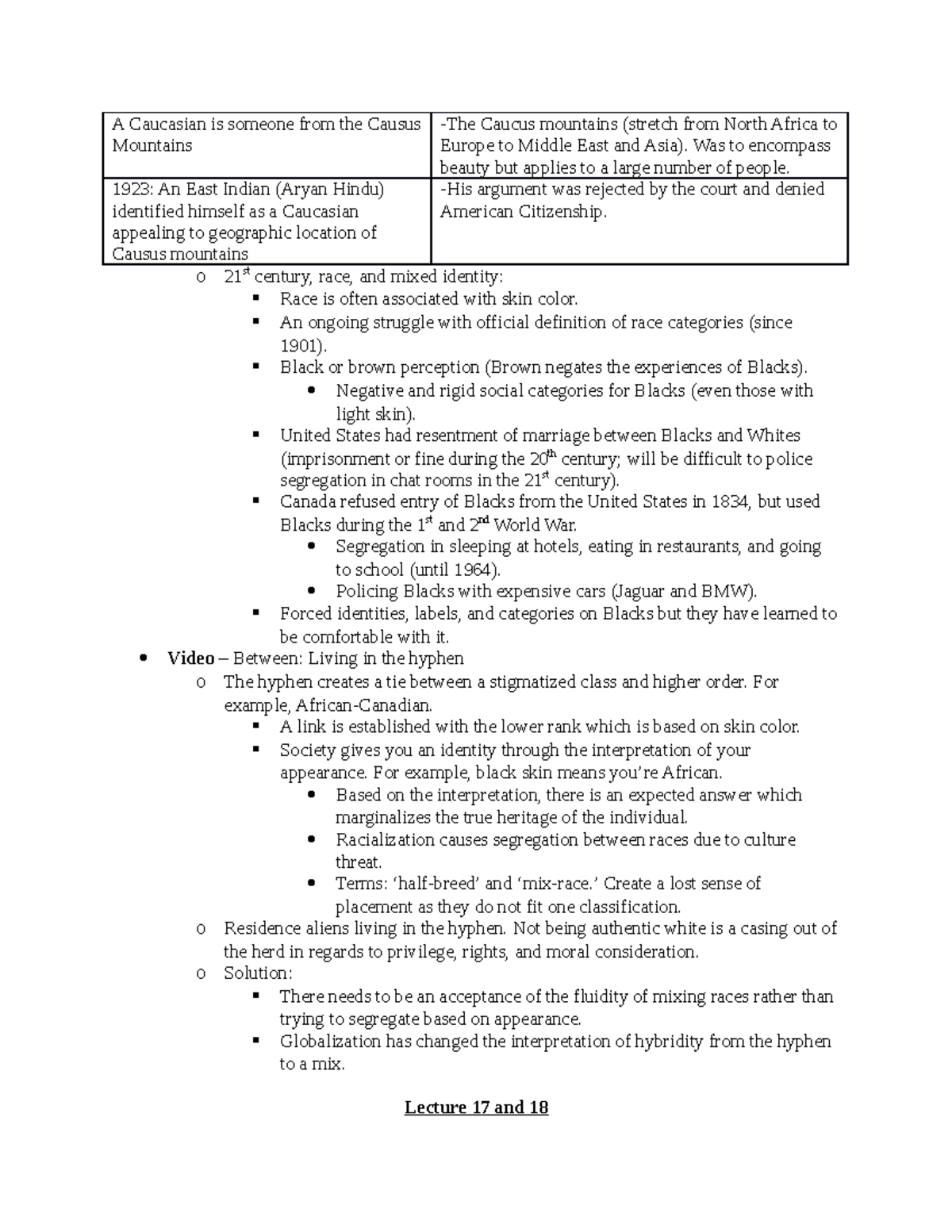 Fem2107 final notes-10 - A Caucasian is someone from the Causus ...