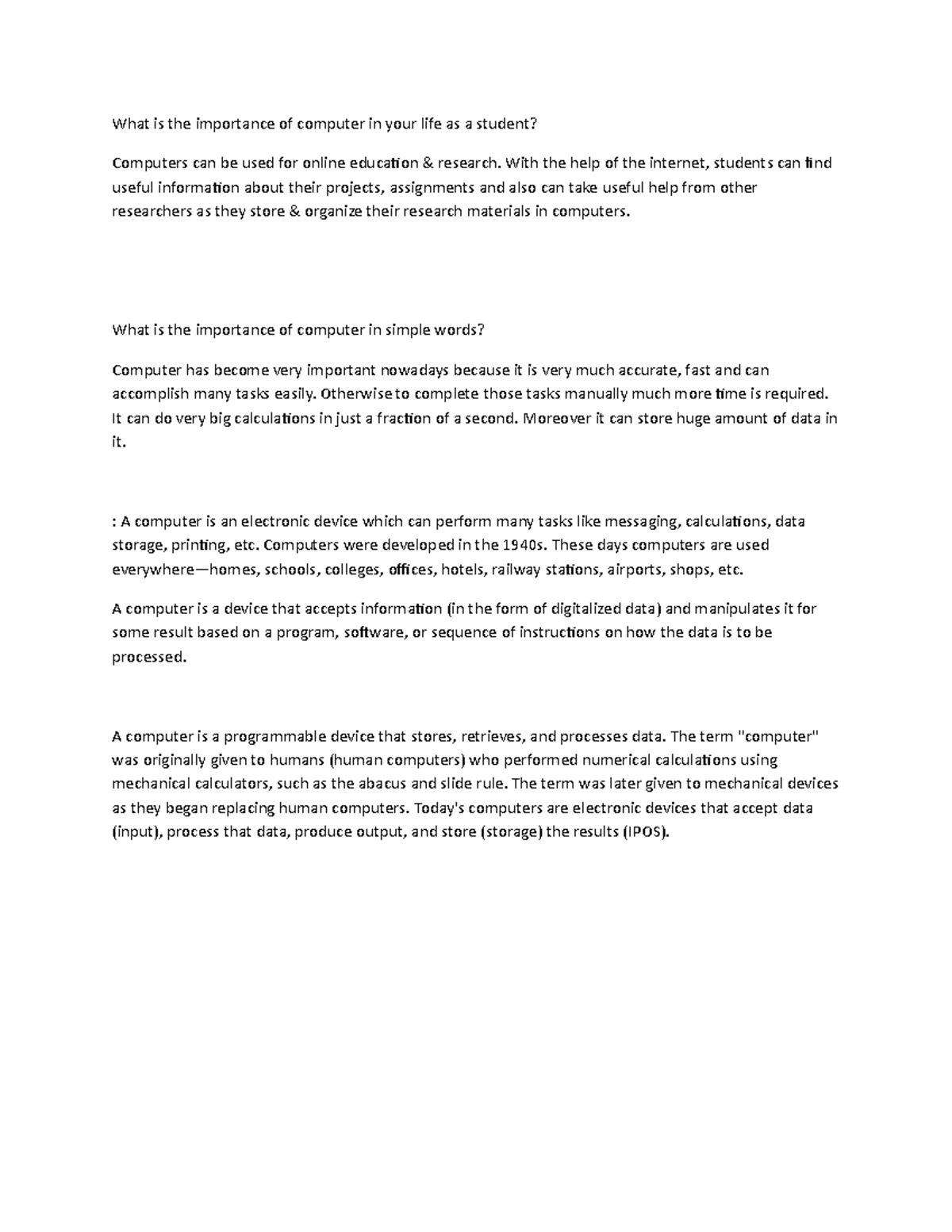 Importance Of Computer With The Help Of The Internet Students Can