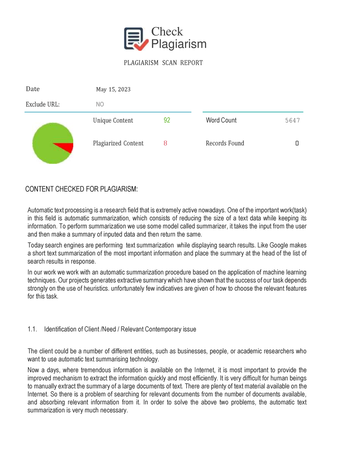 Plagrism report - Check Plagiarism PLAGIARISM SCAN REPORT Date Exclude ...