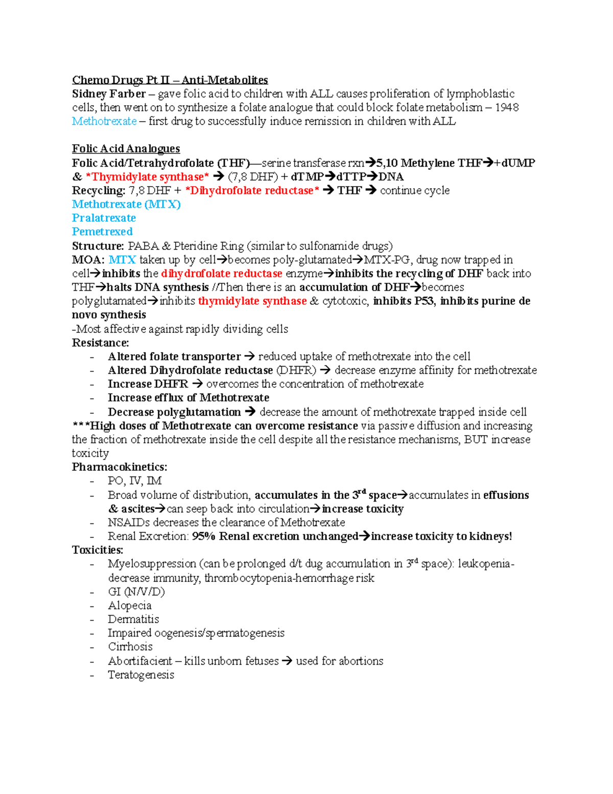 Chemotherapeutics Pt II Antimetabolites Chemo Drugs Pt II Anti