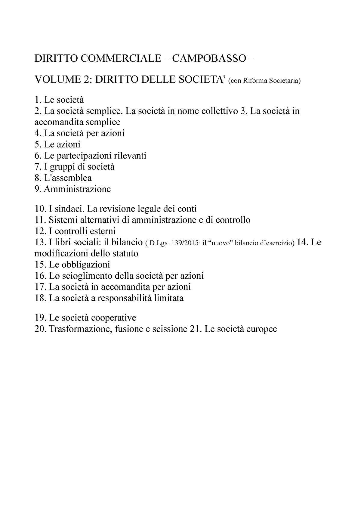 Cap. 19 vol. 3 - Diritto Commerciale G.F. Campobasso - Studocu