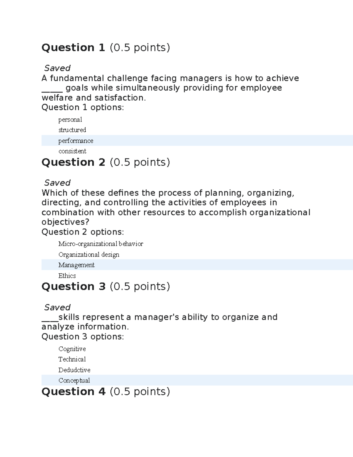 Week one Quiz 1 - Question 1 (0 points) Saved A fundamental challenge ...