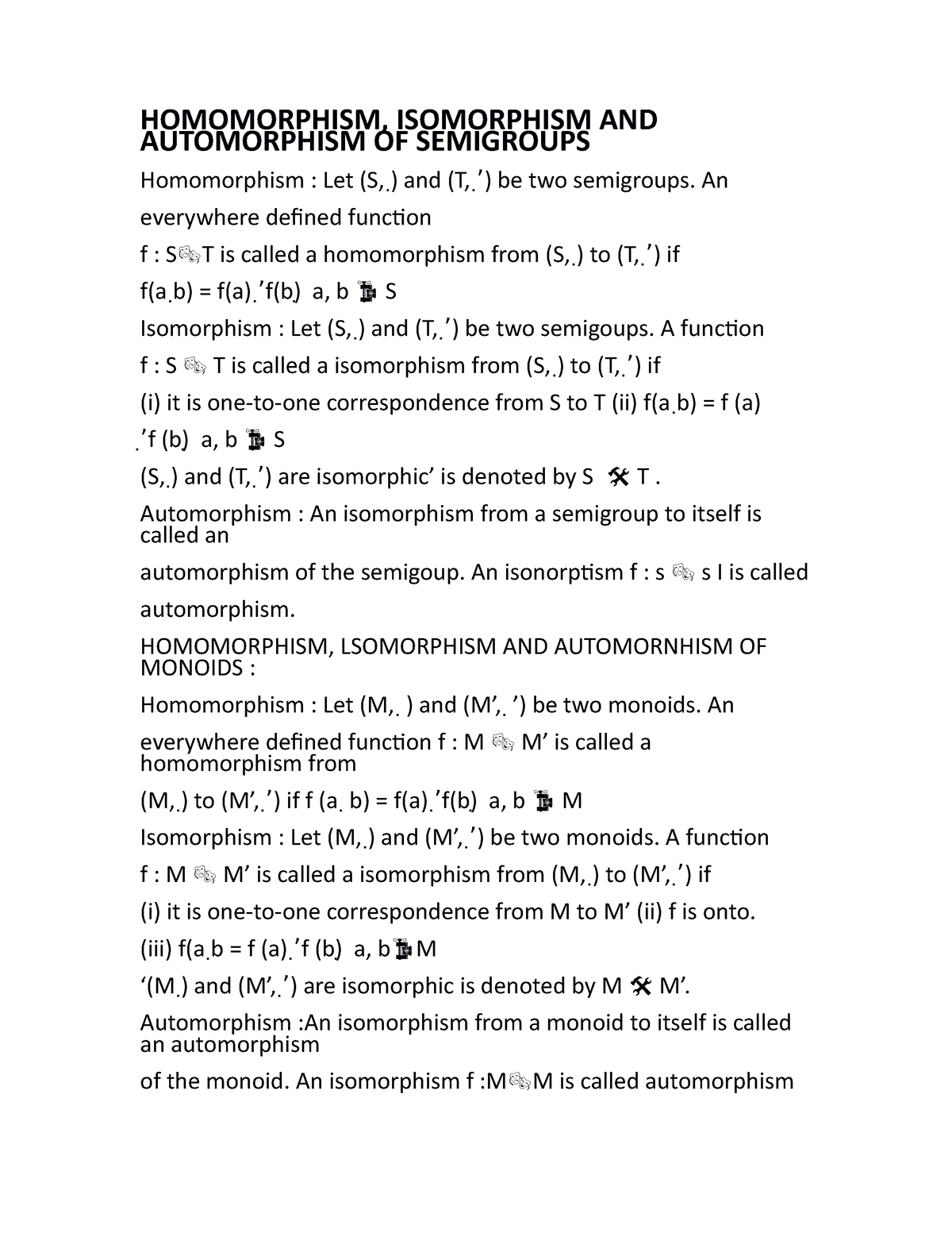 Homomorphism, Isomorphism AND Automorphism OF Semigroups - HOMOMORPHISM ...