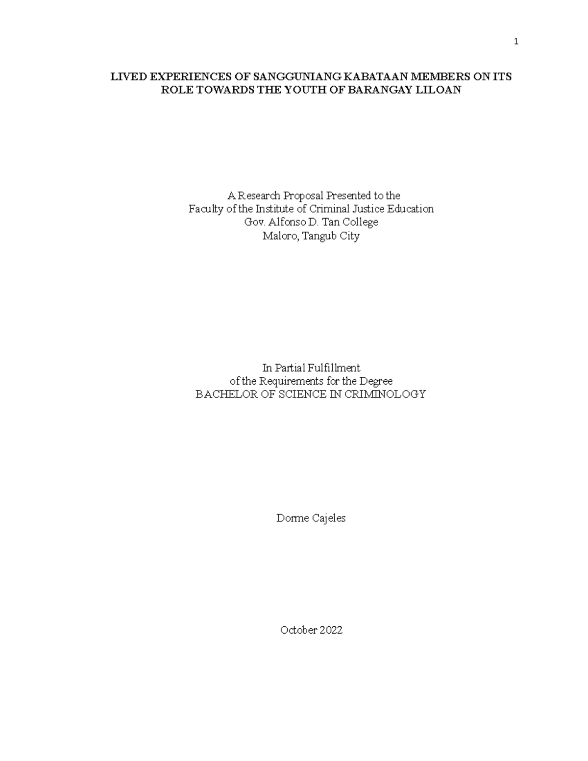 Lived Experiences OF SK Members - LIVED EXPERIENCES OF SANGGUNIANG ...