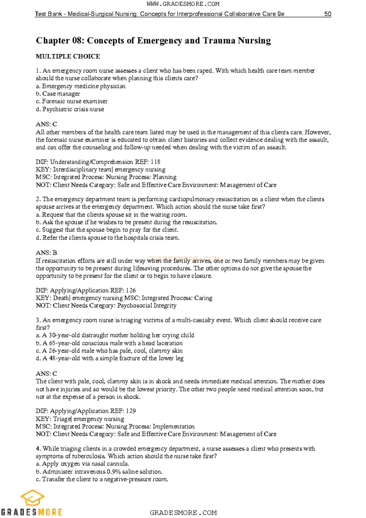 9780323461580-TEST-BANK\Chapter 08 Concepts of Emergency and Trauma ...