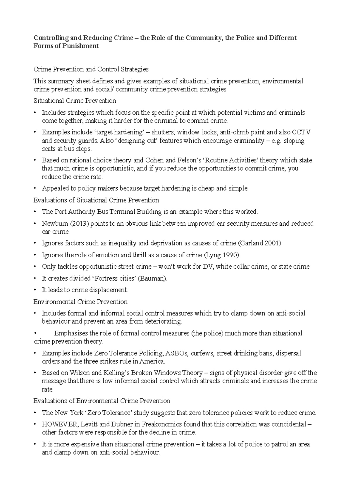 Sociology Controlling and Reducing Crime – the Role of the Community ...