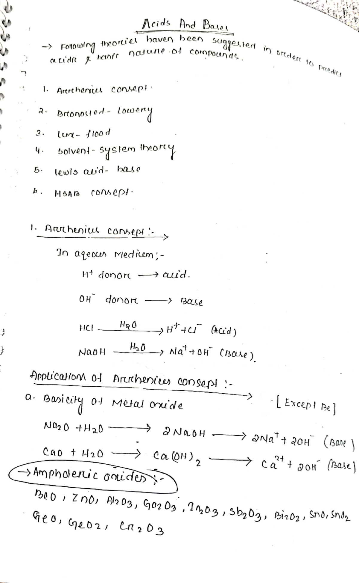 Acid Base Chemistry Handwritten Notes - Chem Content - B.tech First ...