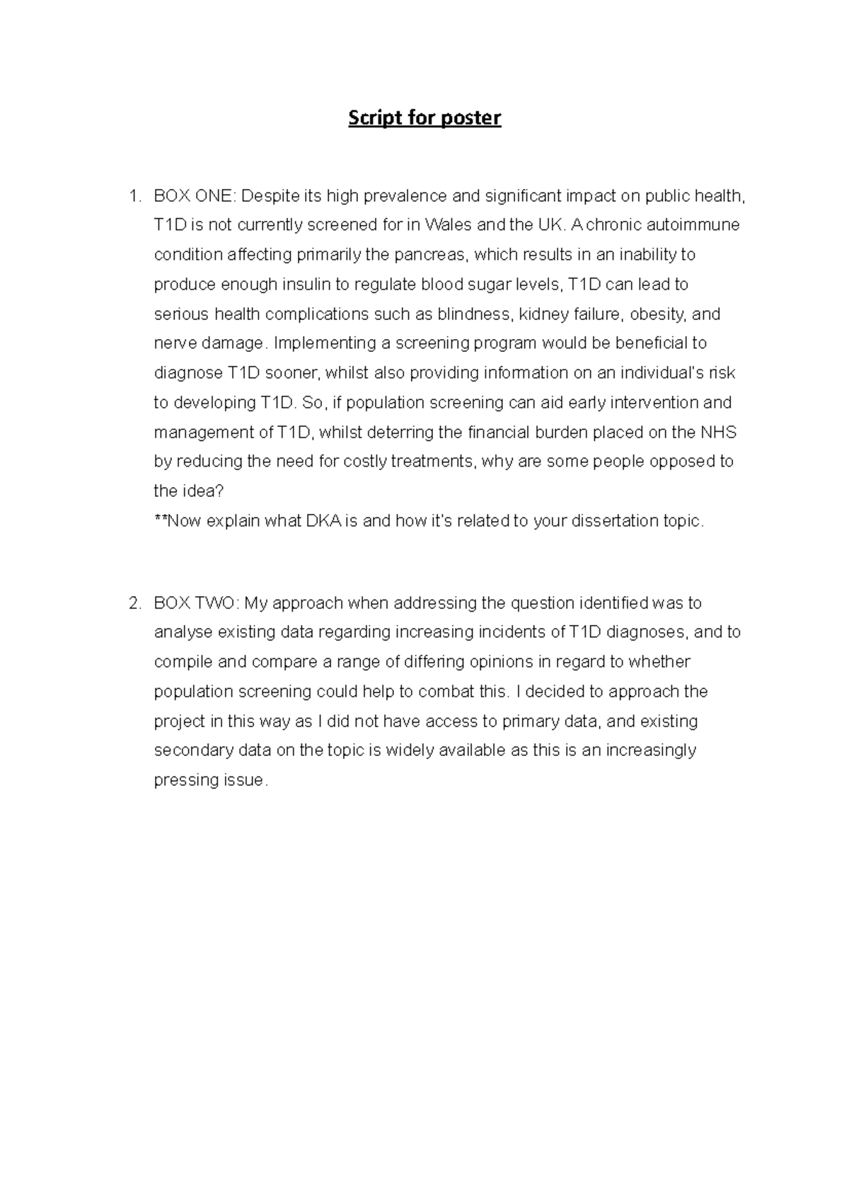 Script for poster - Script for poster BOX ONE: Despite its high ...