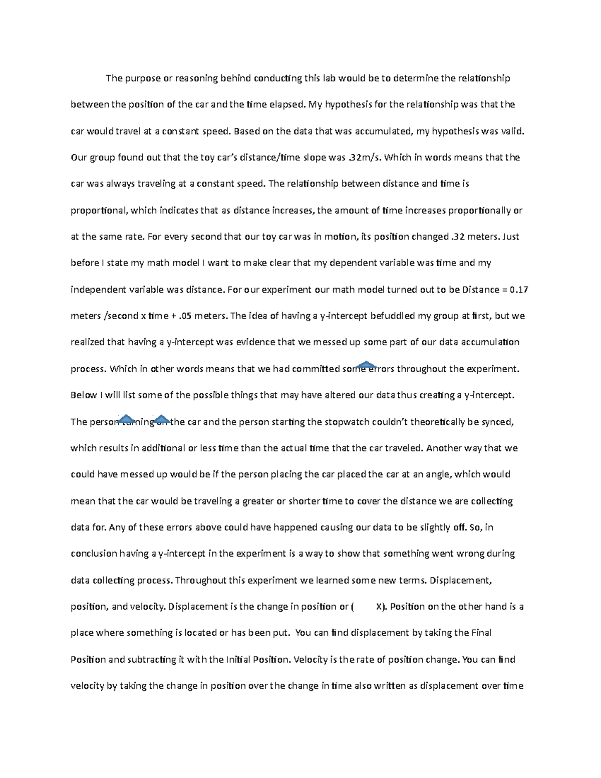 Physics AP Toy Car Lab Lab 12 Conclusion The purpose or reasoning