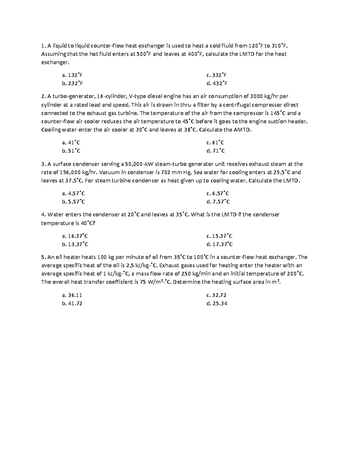 HeatExchanger HeatExchanger sample problems A liquid to liquid