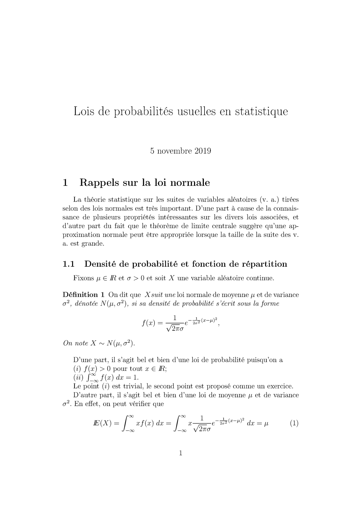 Lois De Probabilités Usuelles En Statistique - Lois De Probabilités ...