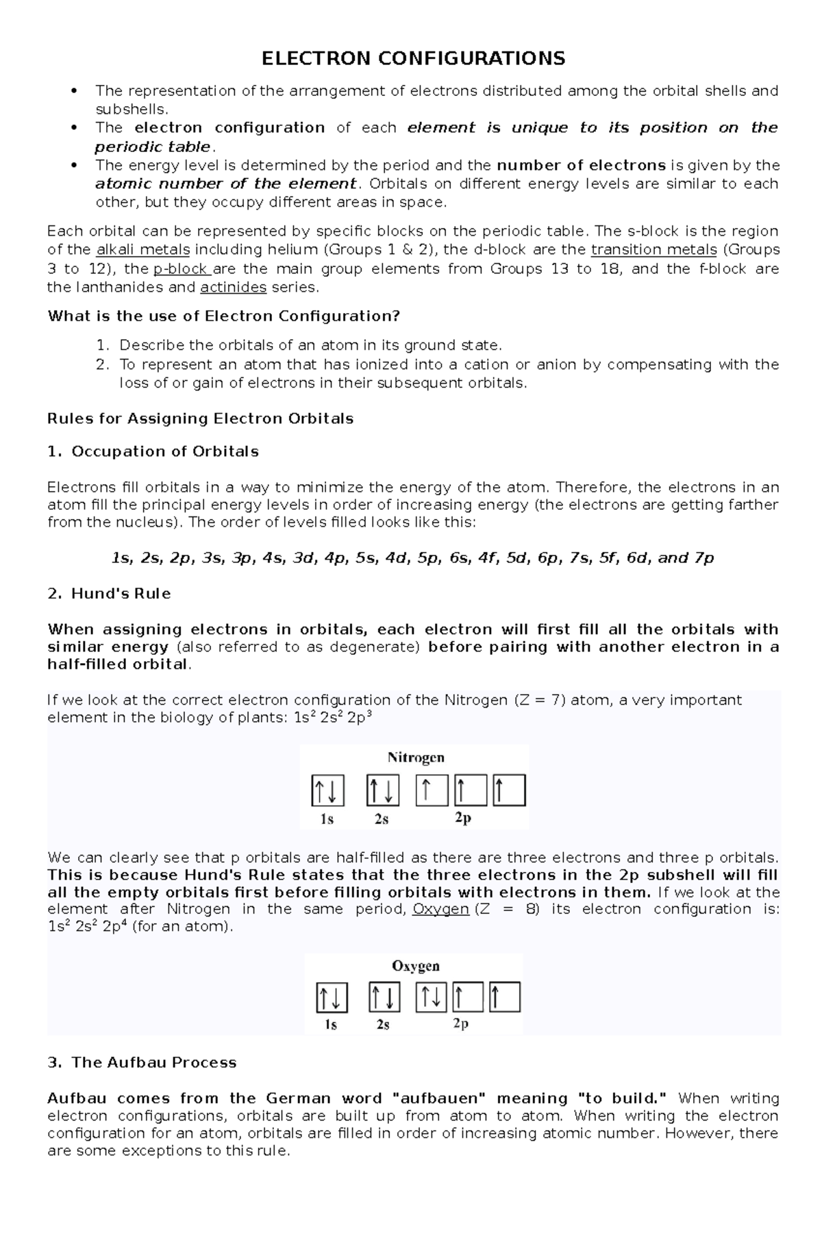 Electron Configurations - ELECTRON CONFIGURATIONS The representation of ...