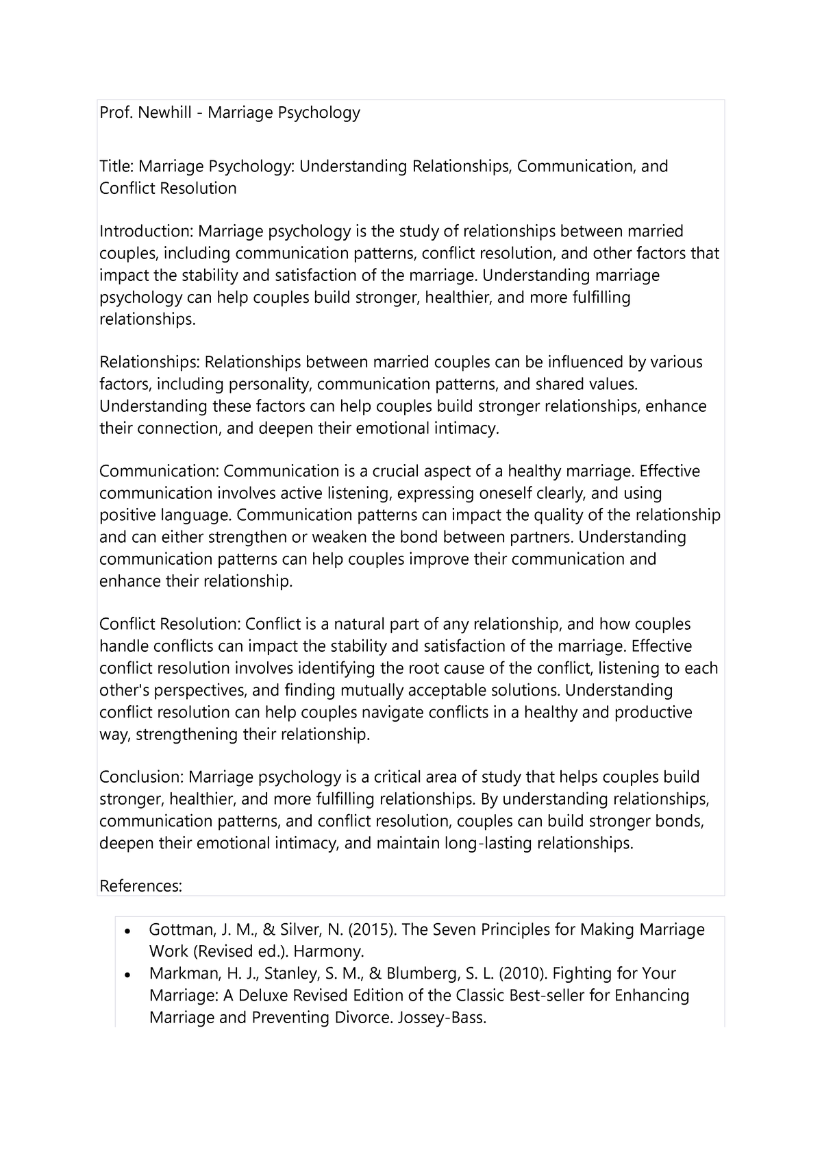 psychology research topics on marriage