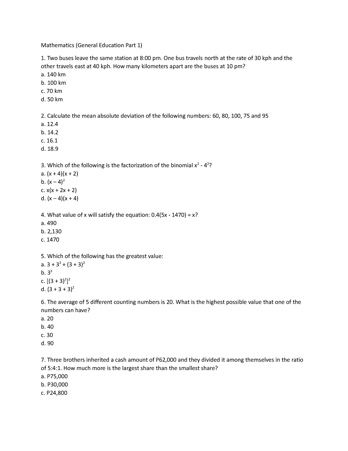 Mathematics-Gen - Math Reviewer - Mathematics (General Education Part 1 ...