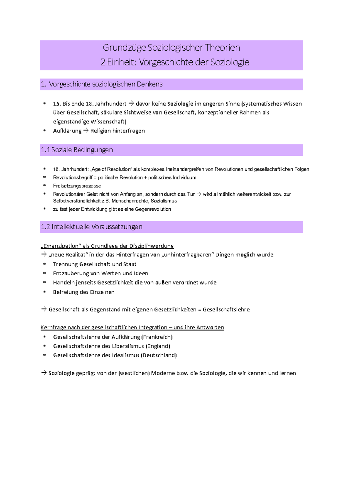 2. Einheit - Grundzüge Soziologischer Theorien SoSe 2022 - Grundzüge ...