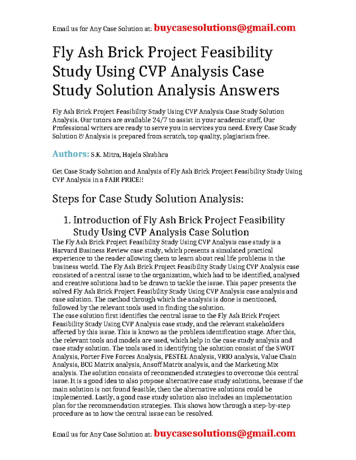 fly ash brick project case study solution