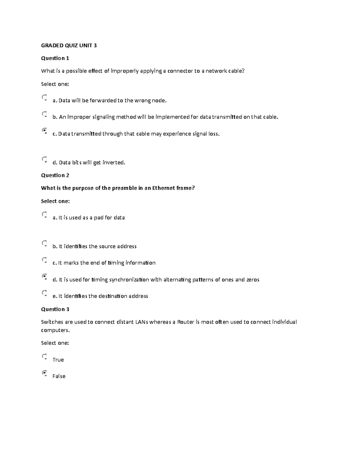 GRADED QUIZ UNIT 3 (CS 2204) - GRADED QUIZ UNIT 3 Question 1 What Is A ...