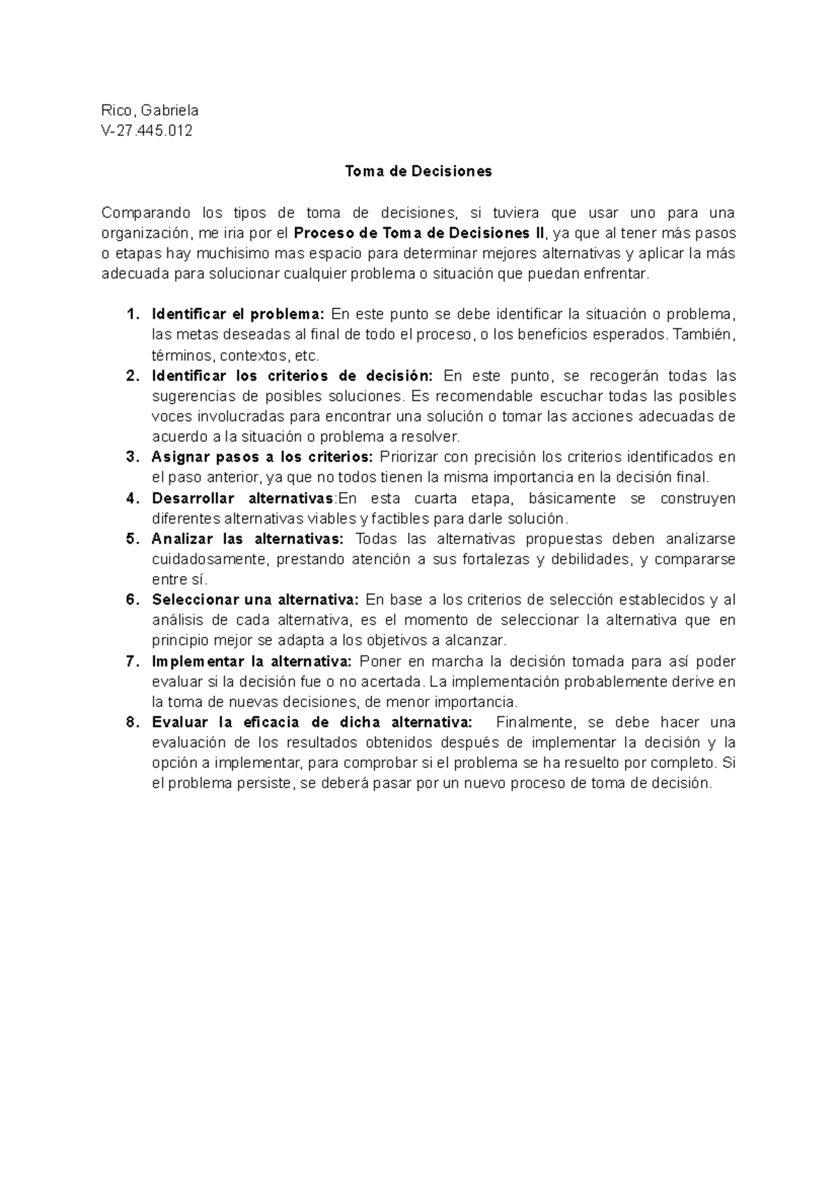 Proceso de la Toma de Decisiones en una Organización o Empresa - Rico ...
