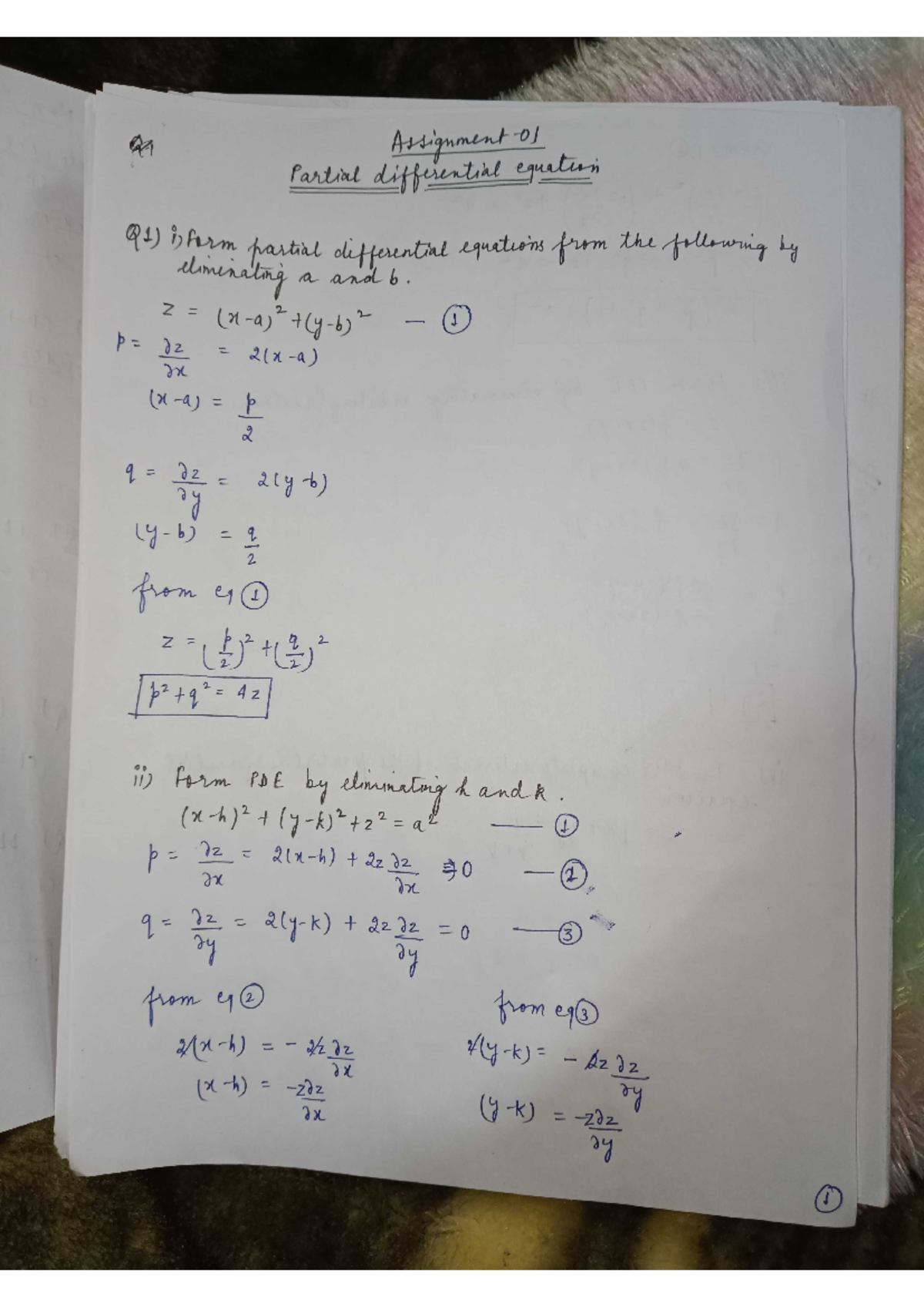 Assignment 1 maths - Partial differential equation Q1) i)form partial ...