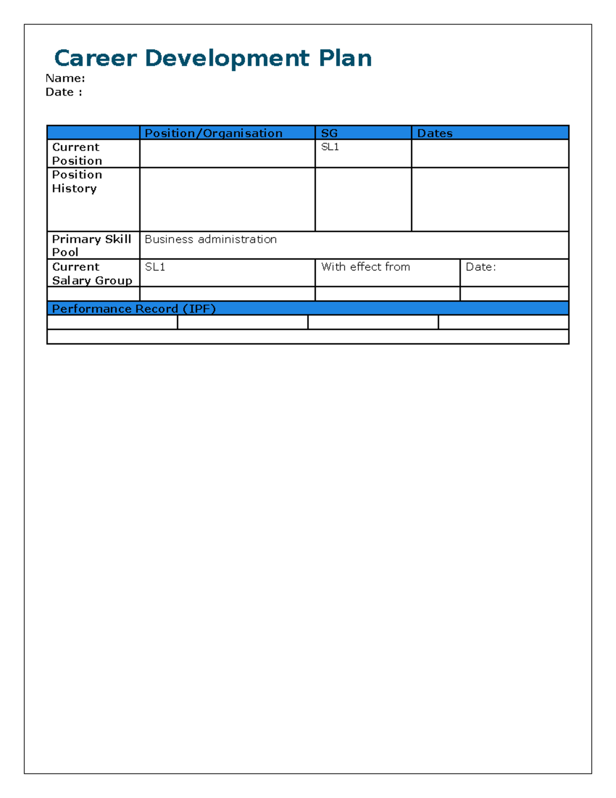 Chapter 9. Career Development Plan - Career Development Plan Name: Date ...