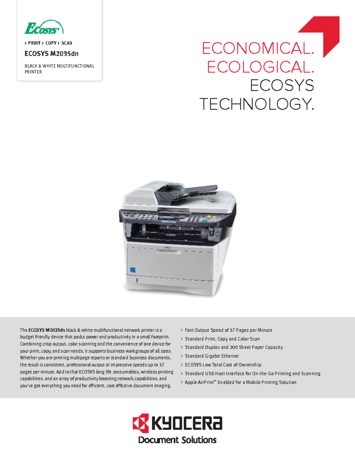 Ecosys M2035dn specs 2015 FNL - > PRINT > COPY > SCAN ECOSYS M2035dn ...