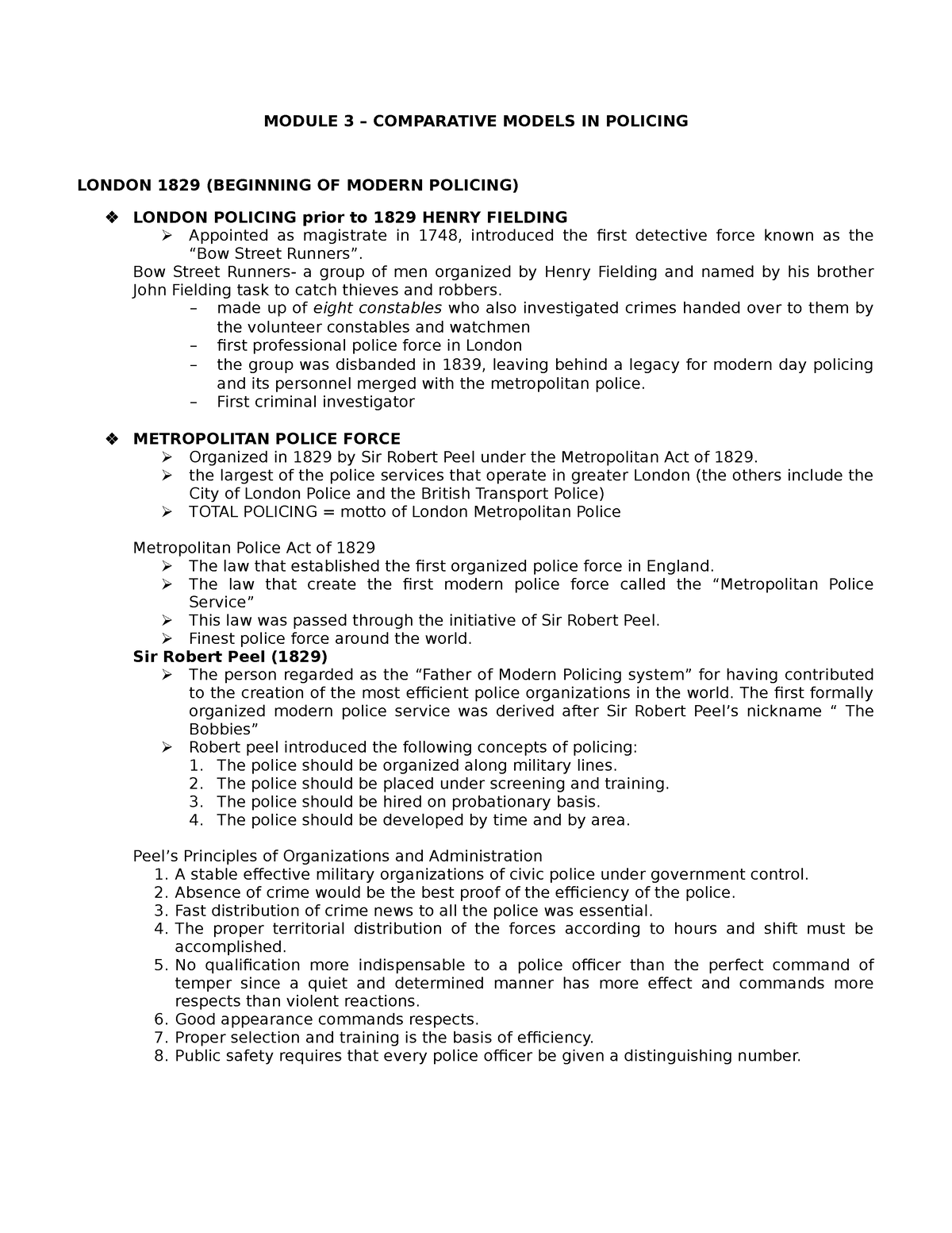 LEA-2 ( Module 3) - Comparative Models In Policing - MODULE 3 ...