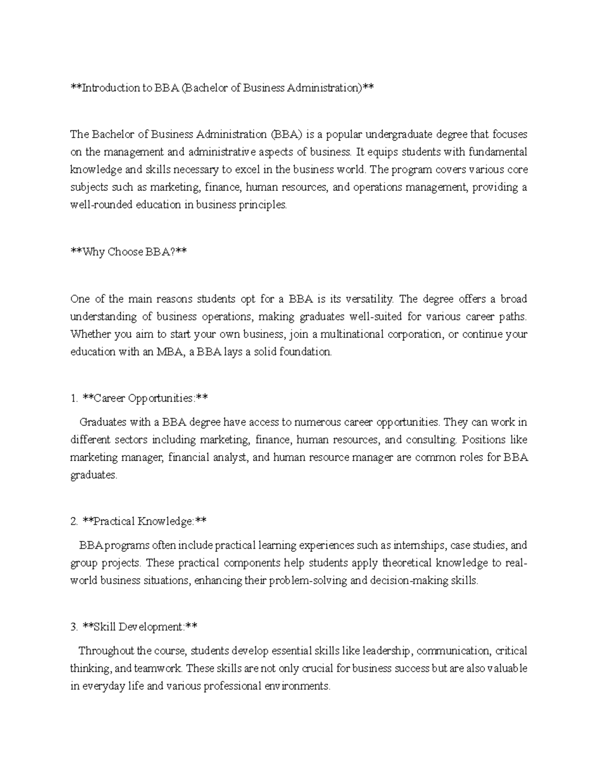 Real - Summary Bachelors of Business Administration - Introduction to ...