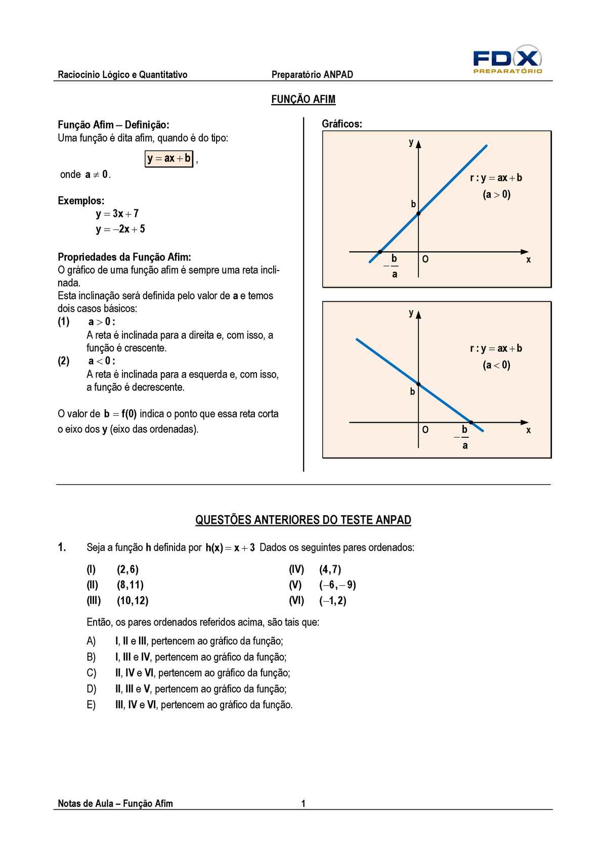 02 Demo QC Funcao Afim - Função Afim - Raciocínio Lógico E Quantitativo ...