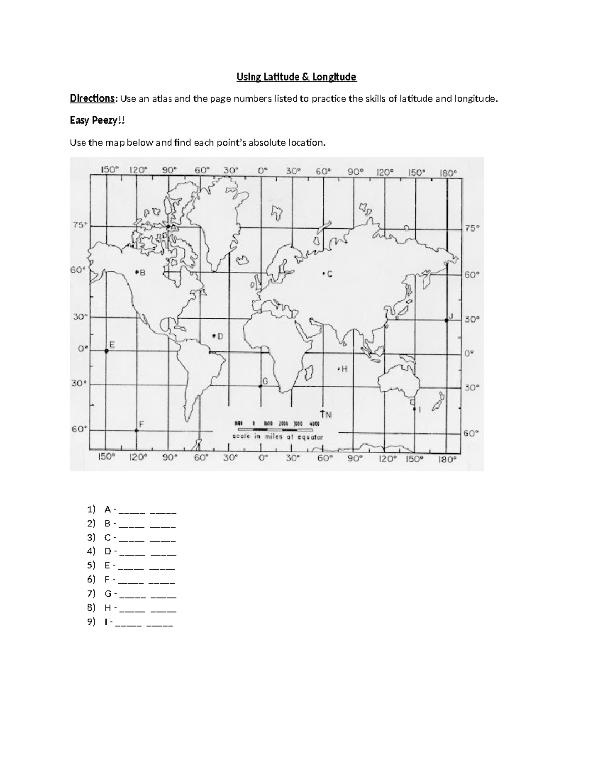 Using Latitude Longitude - Using Latitude & Longitude Directions: Use ...
