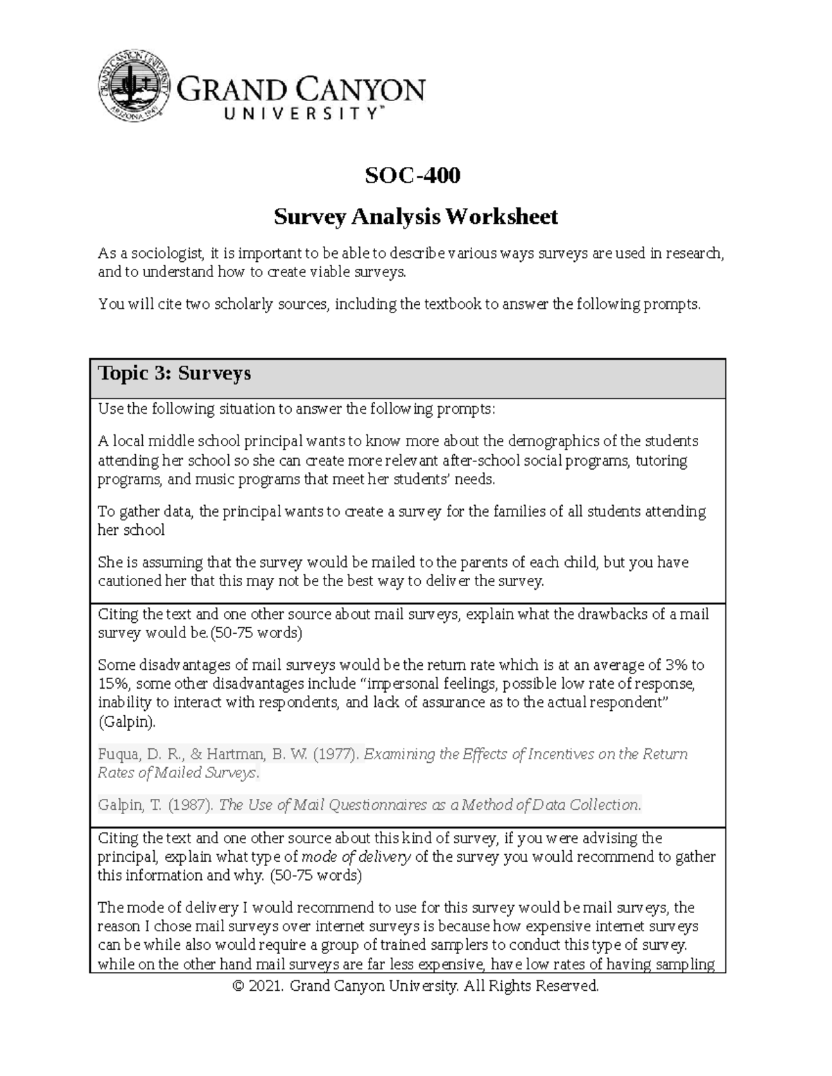 SOC-400 Survey Analysis Worksheet - SOC- Survey Analysis Worksheet As a ...