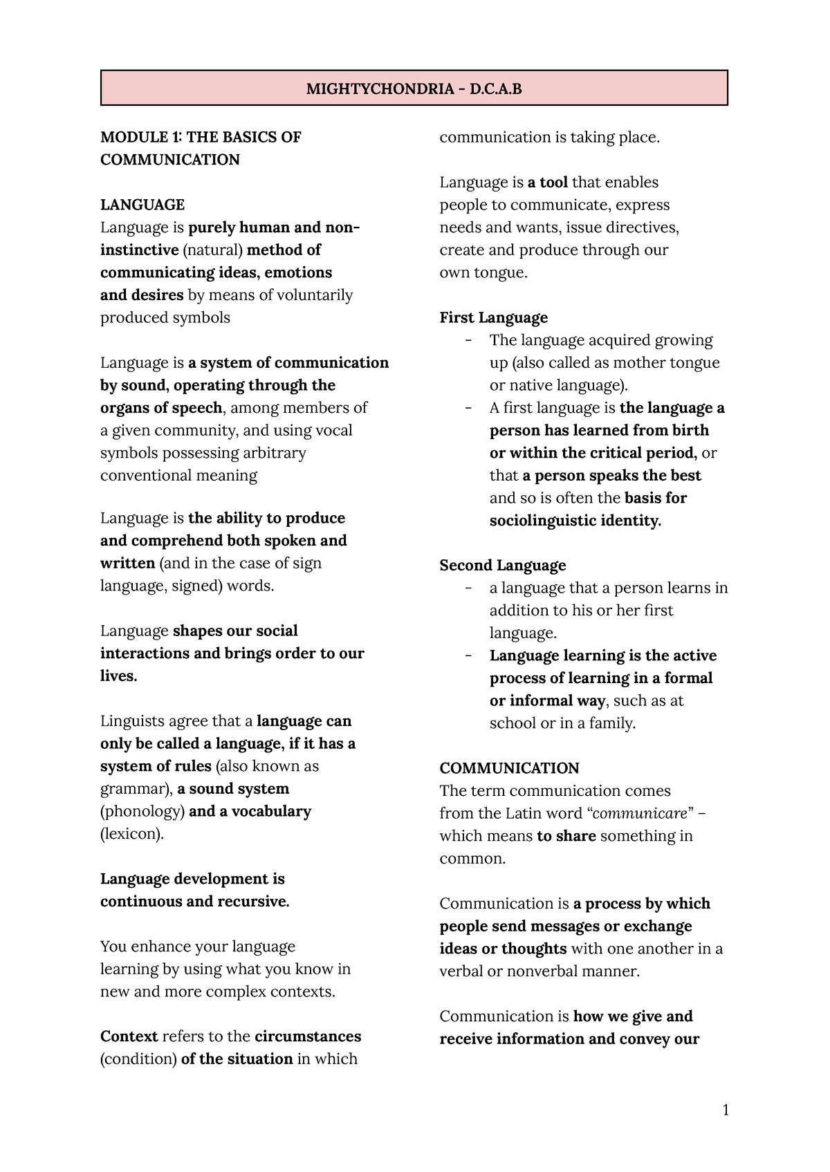 Purposive Communication - MODULE 1 THE BASICS OF COMMUNICATION LANGUAGE ...