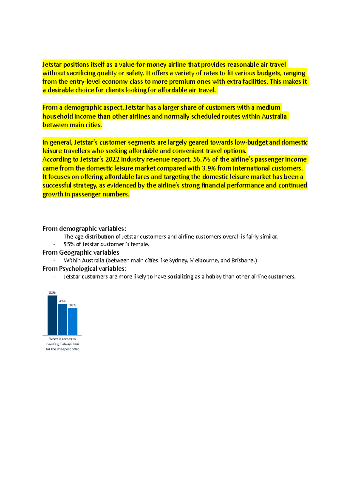 MVC assignment 1 - Jetstar positions itself as a value-for-money ...