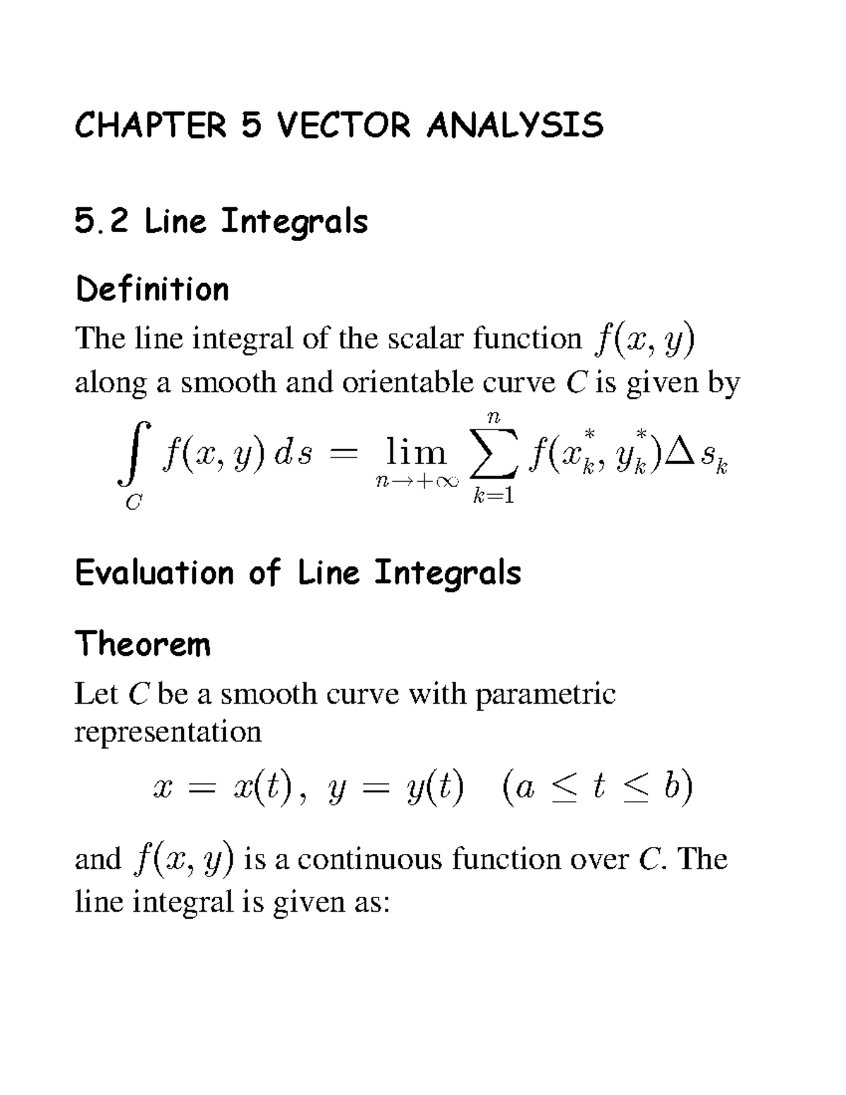 Chapter 5 Vector Analysis Part2 - CHAPTER 5 VECTOR ANALYSIS 5 Line ...