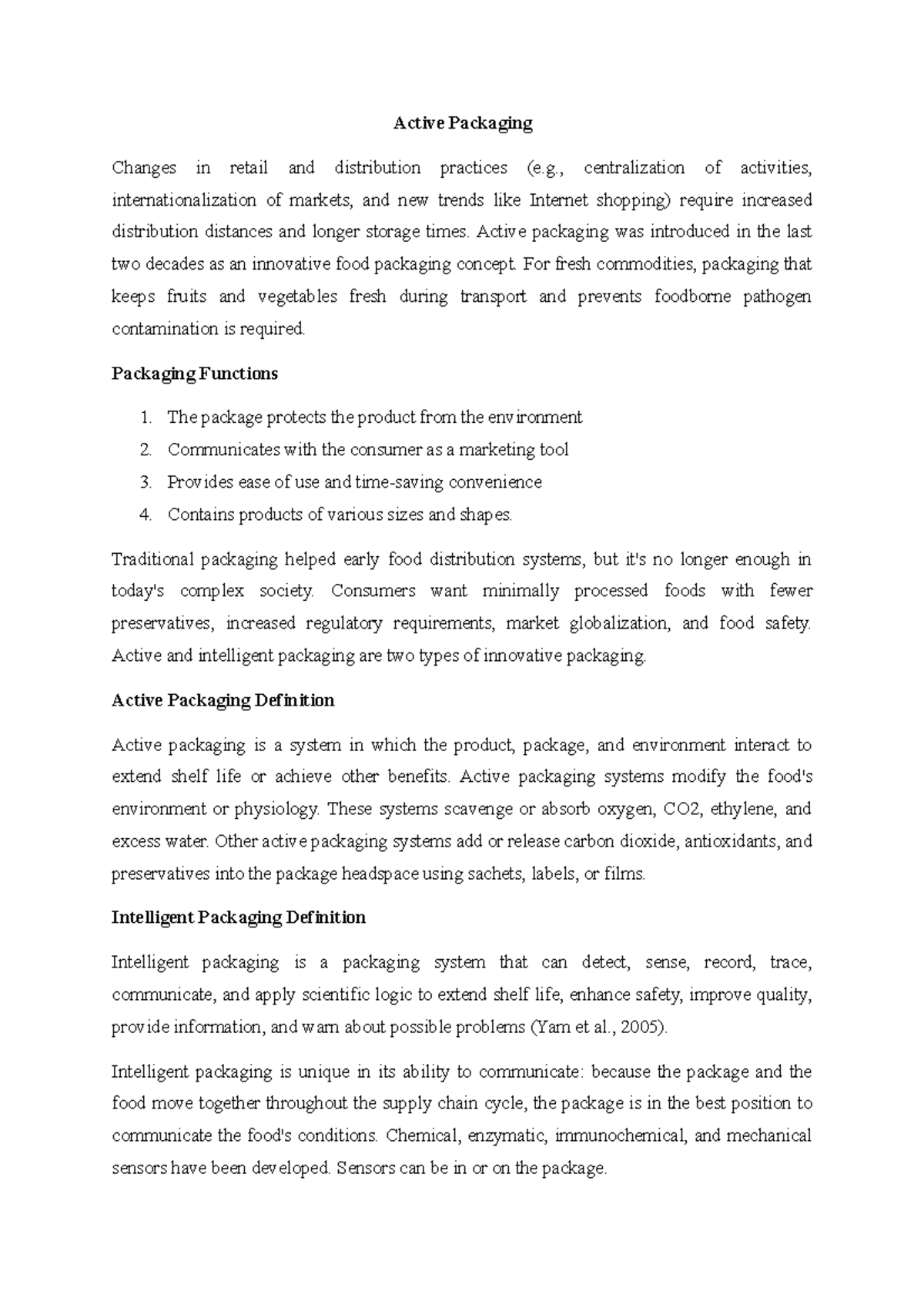 Active Packaging - Active Packaging Changes in retail and distribution ...