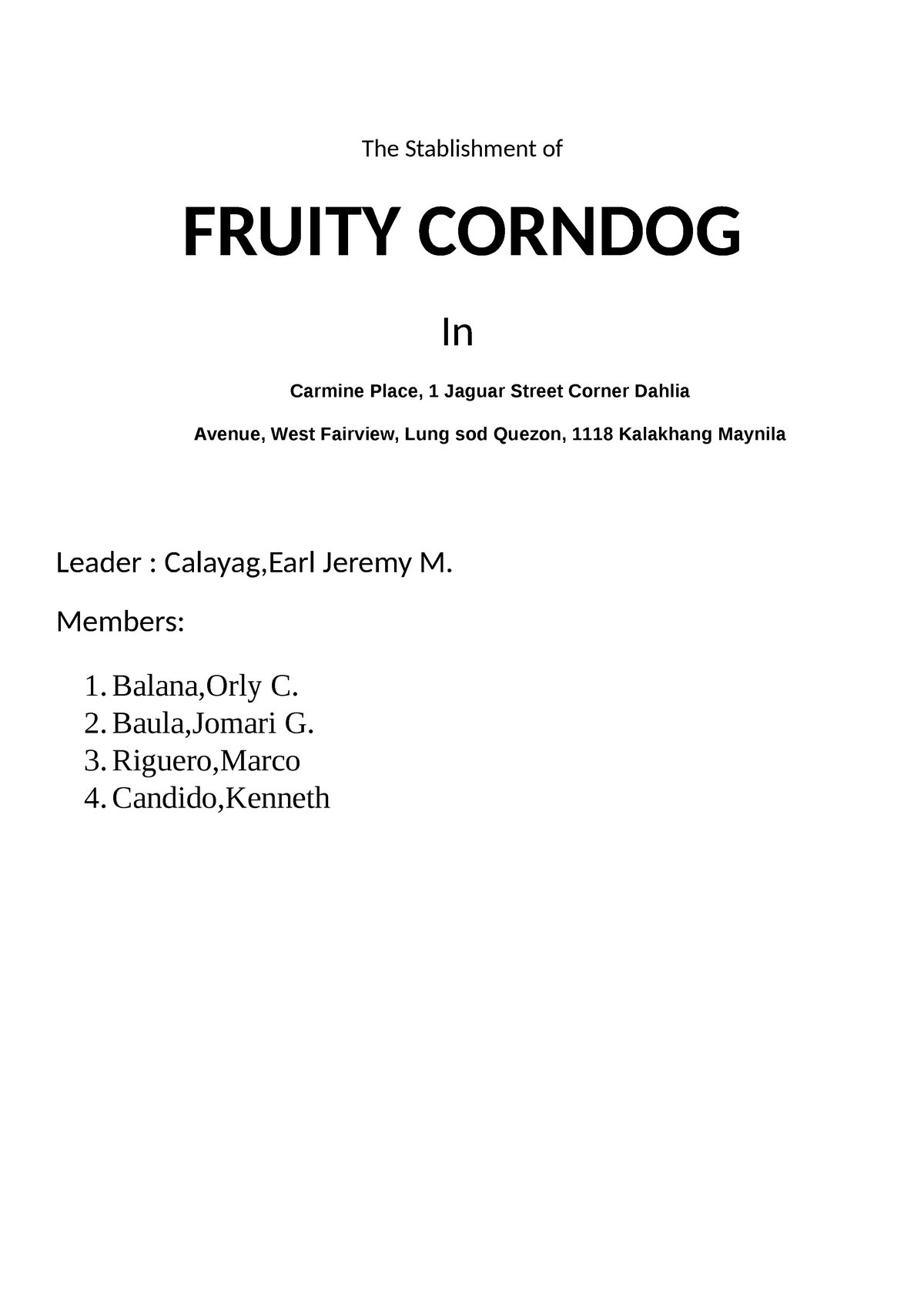 corndog business plan introduction