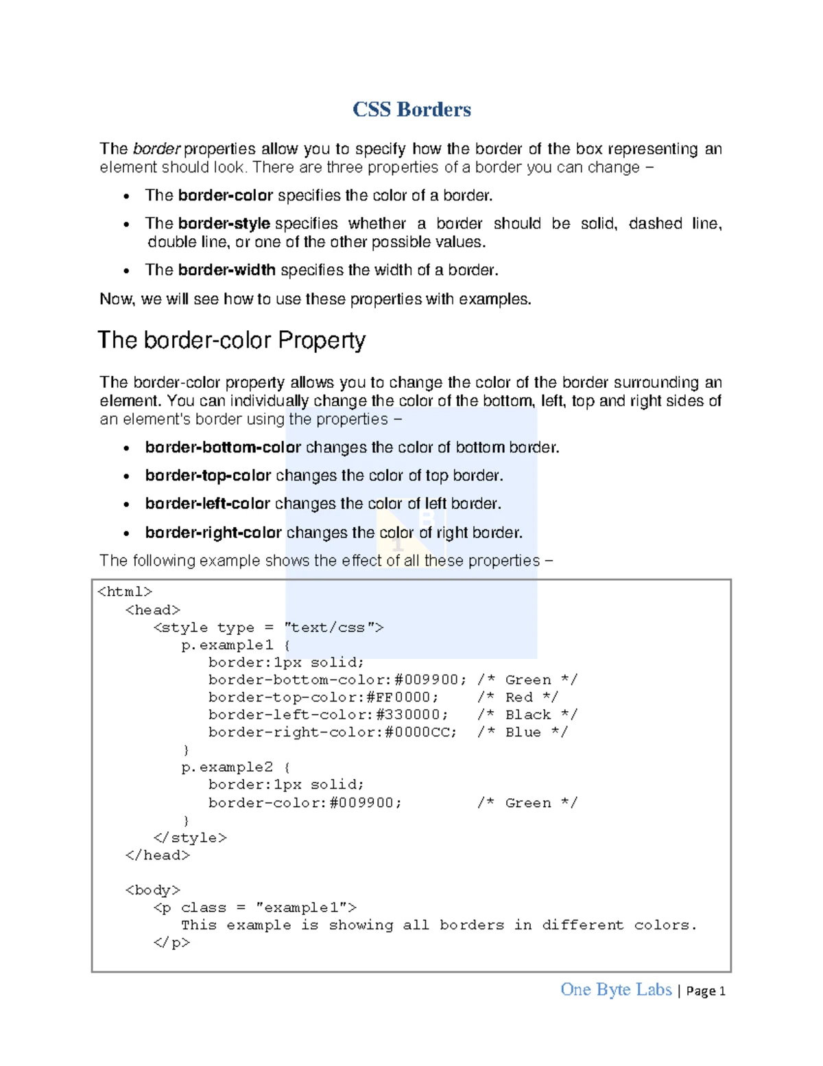 8-CSS-Links - Best notes - One Byte Labs | Page 1 CSS Links This ...