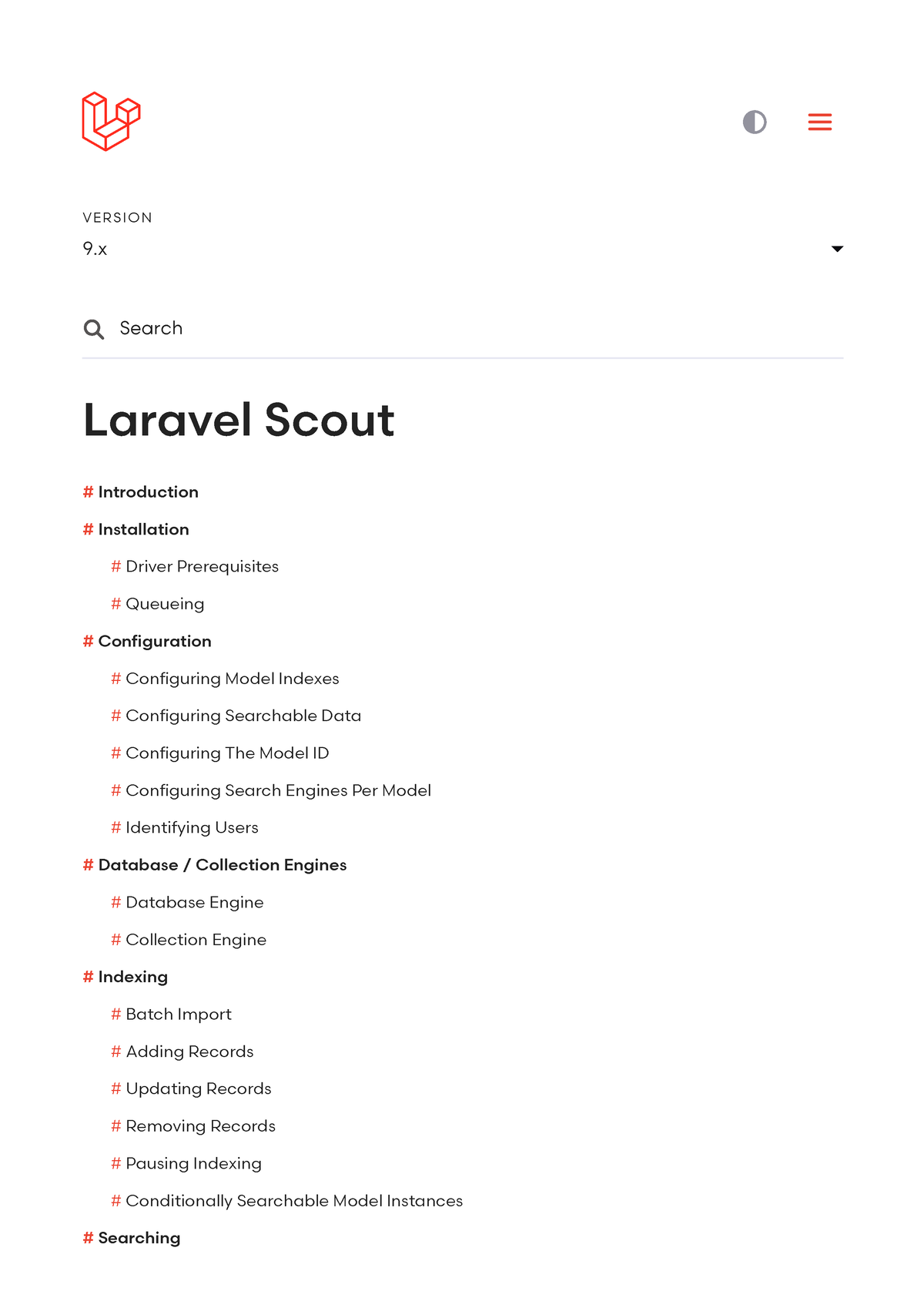 Laravel Scout Laravel The PHP Framework For Web Artisans - VE R SI O N ...