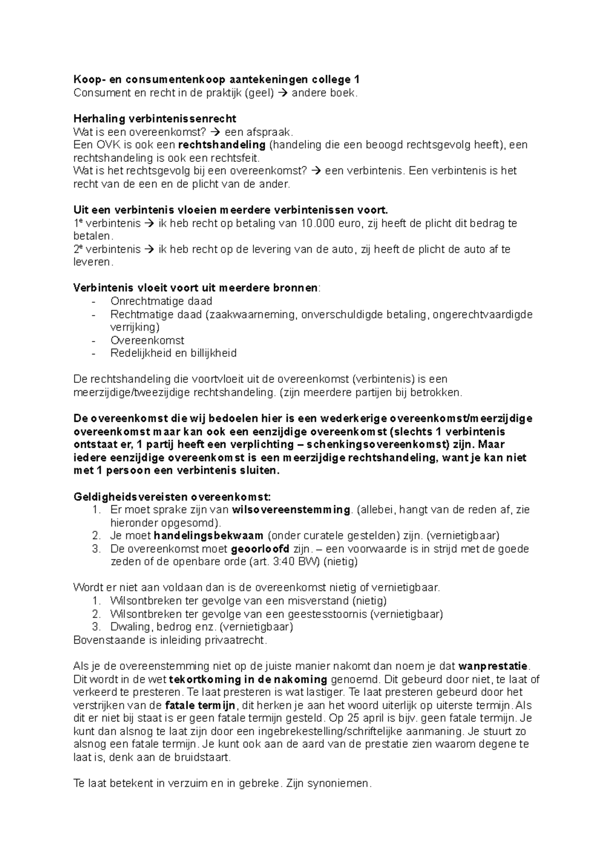 Aantekeningen koop- en consumentenkoop - Koop- en consumentenkoop ...