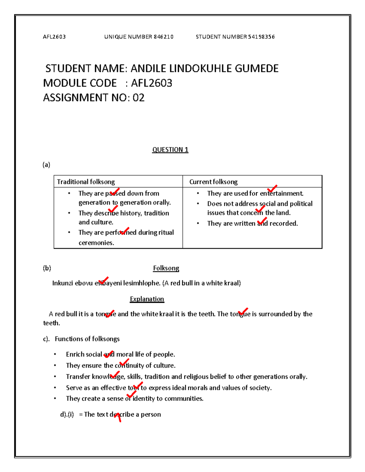 View Marked Assignment 4 - STUDENT NAME: ANDILE LINDOKUHLE GUMEDE ...