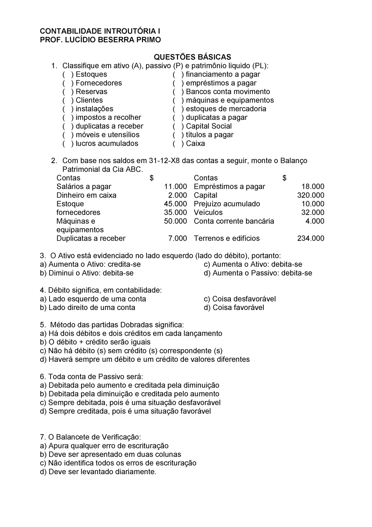 Introdução à contabilidade: Débito, Crédito, Partidas Dobradas