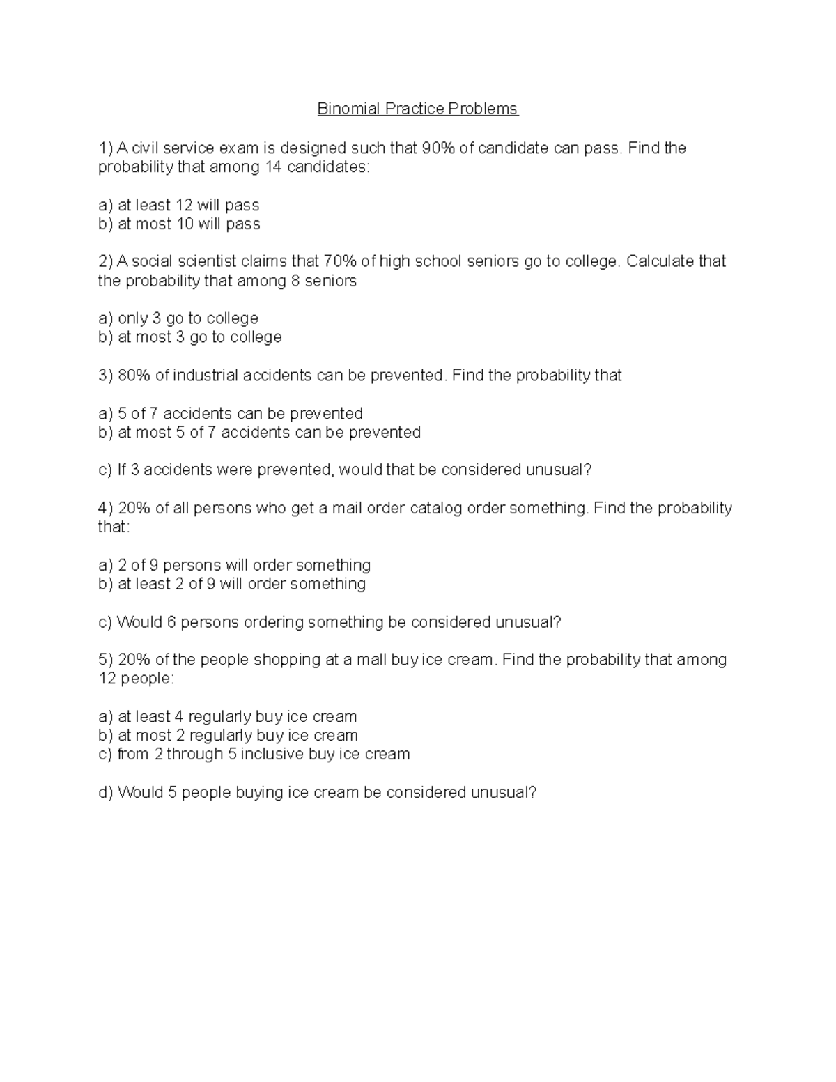 binomial experiment practice problems