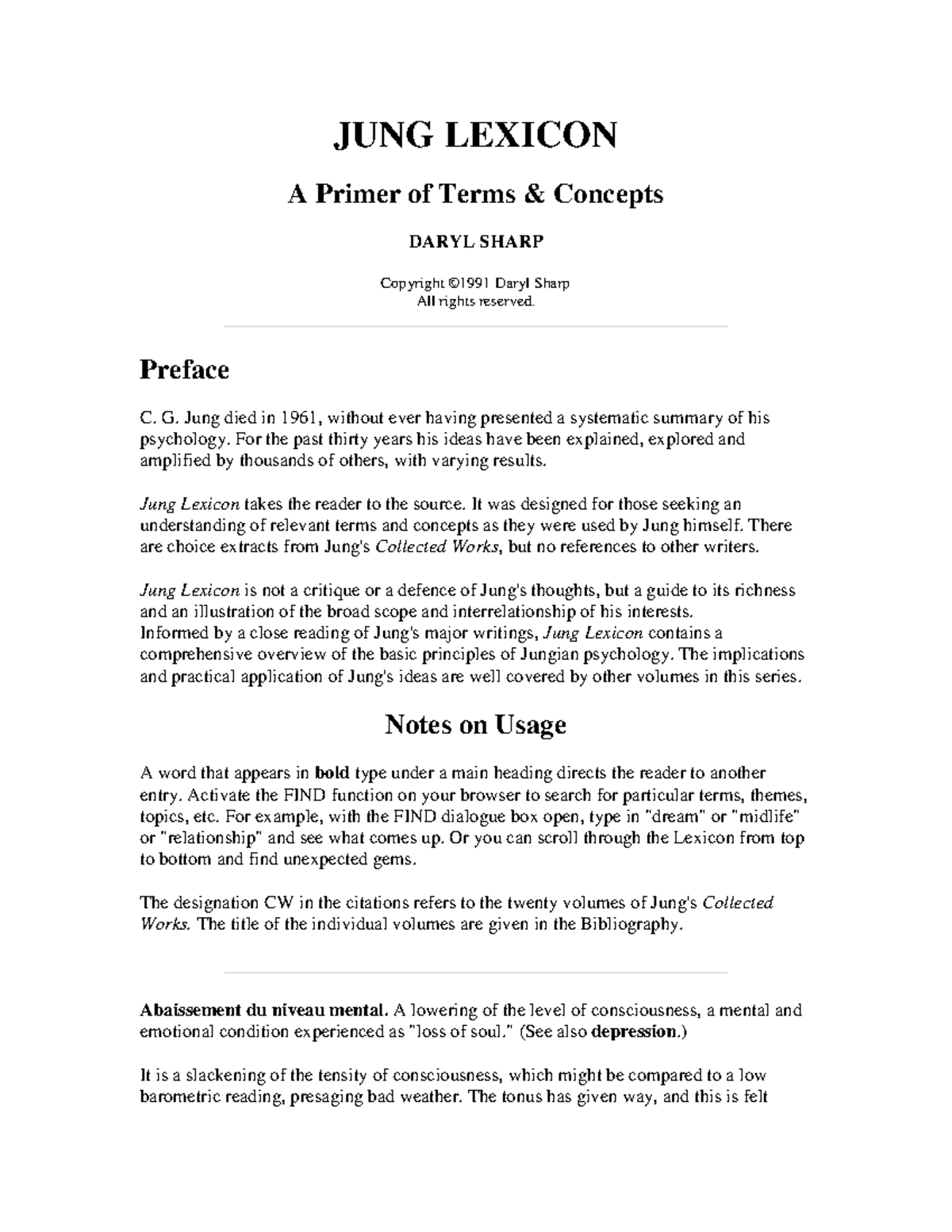 JUNG Lexicon A Primer of Terms and Conce General Psychology Studocu