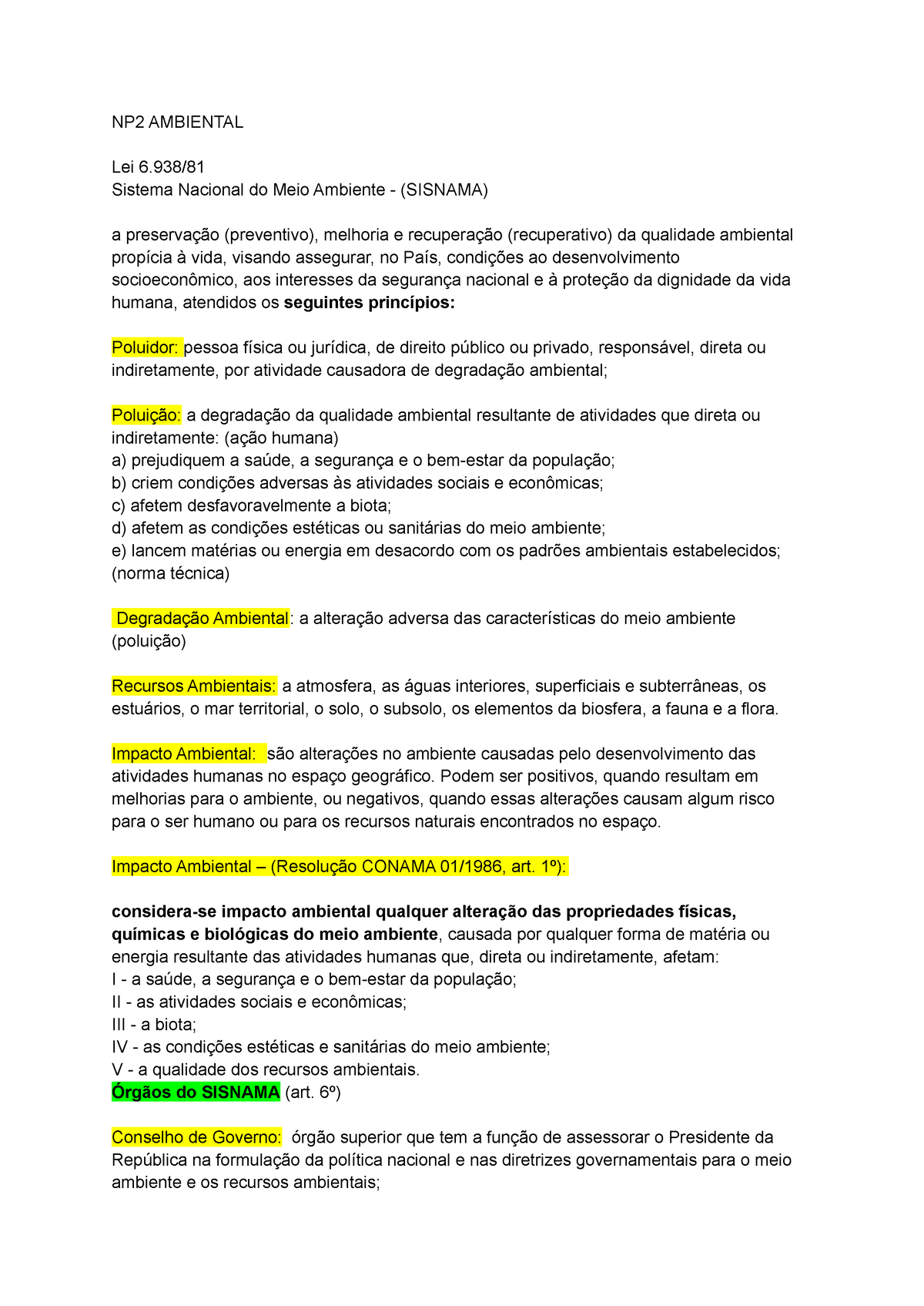 Prova Meio Ambiente e Sustentabilidade - UNIESP - 20212, Provas Sociedade  e Meio Ambiente