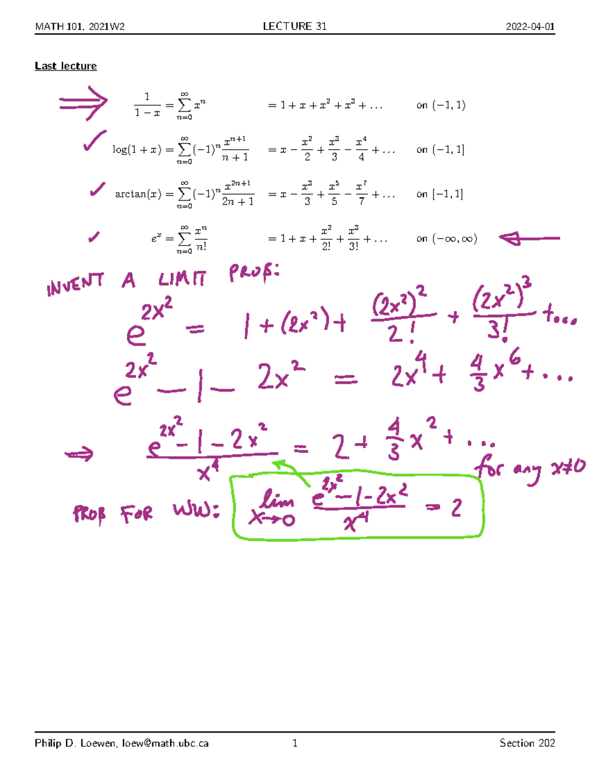 MATH101 Section 202 lecture 31 postview - MATH 101 - UBC - Studocu