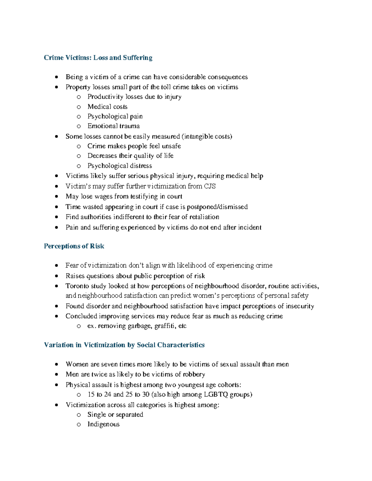 CRIM131 Lecture 4 - Crime Victims: Loss and Suffering - Being a victim ...