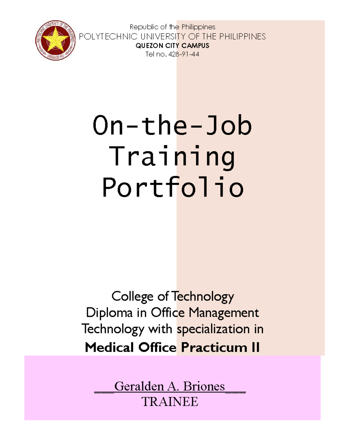 OJT portfolio practicum - - Studocu