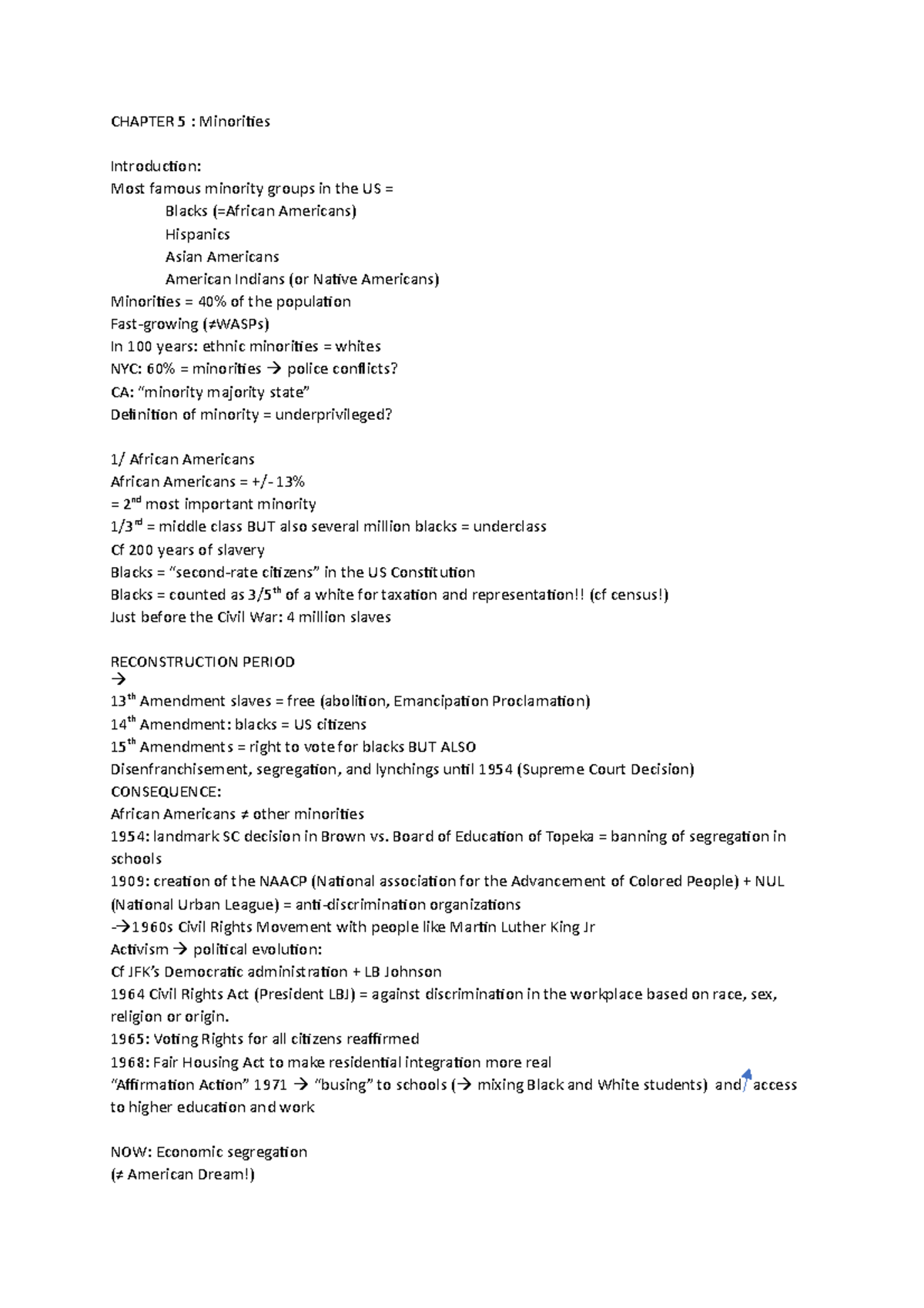 Chapter 5 - cours - CHAPTER 5 : Minorities Introduction: Most famous